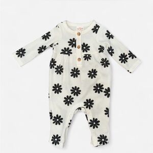 Cat & Jack Cream One Piece with Black Floral Pattern